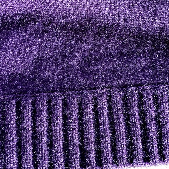 Lauren Ralph Lauren 100% Cashmere Pullover Sweater Ribbed Trim Purple Medium - Picture 2 of 4